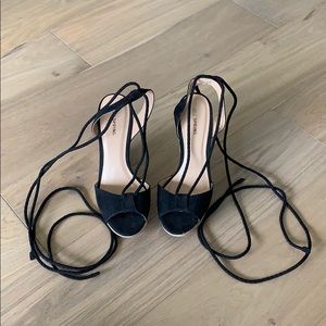 Black tie up wedges SIZE 8